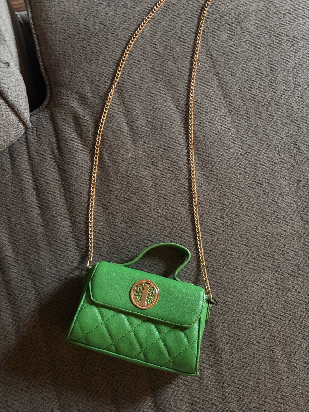 Green Quilted Chain Strap Women's Crossbody Bag